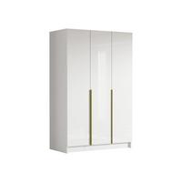 KLEIDERSCHRANK Calia I - Weiß Hochglanz/Goldfarben, Holzwerkstoff/Metall (150/215/58cm) - MIRJAN24
