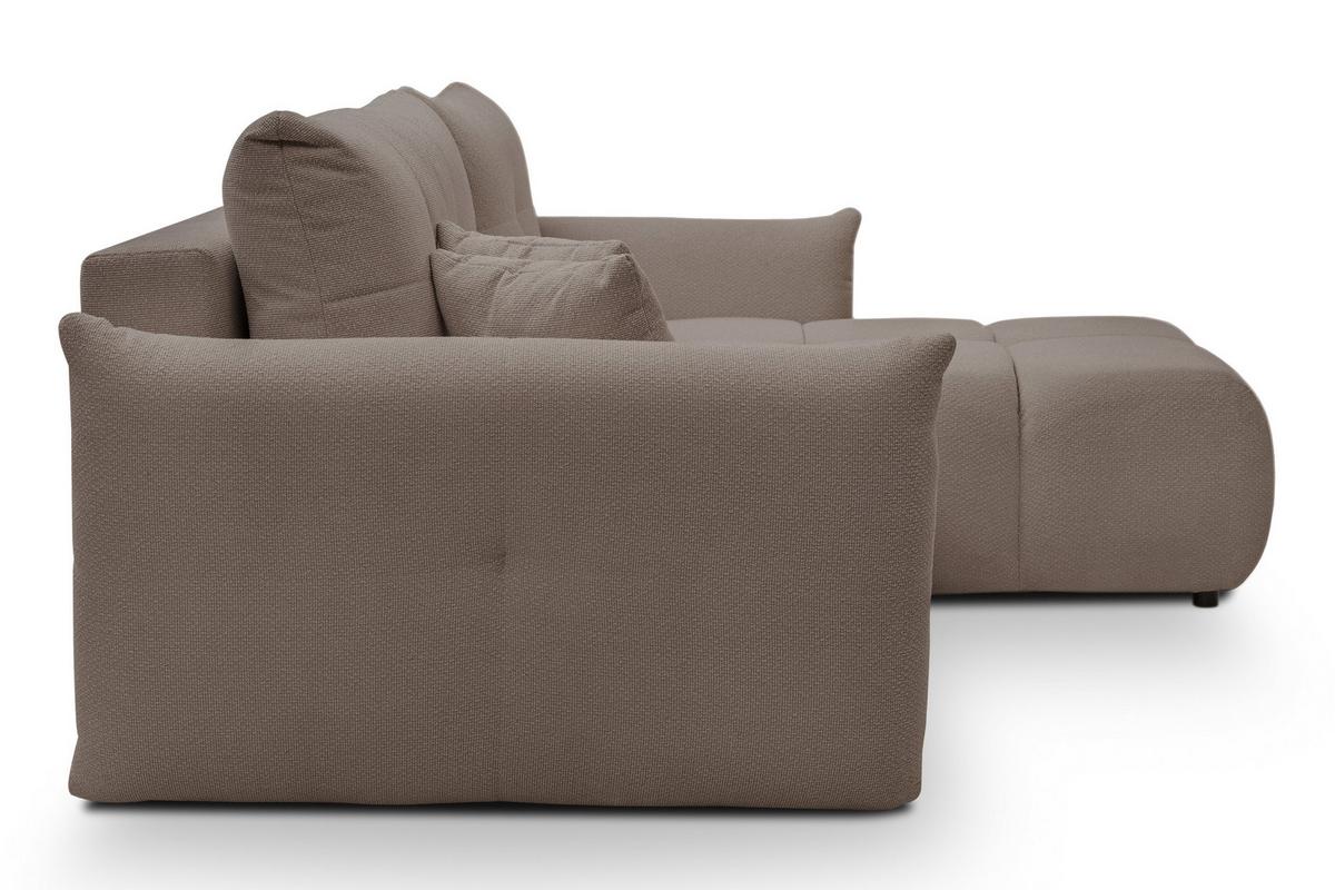 ECKSOFA MODA E Braun Geflochtener Stoff mit Schlaffunktion - Braun, Holz (257/177cm) - MASSENO