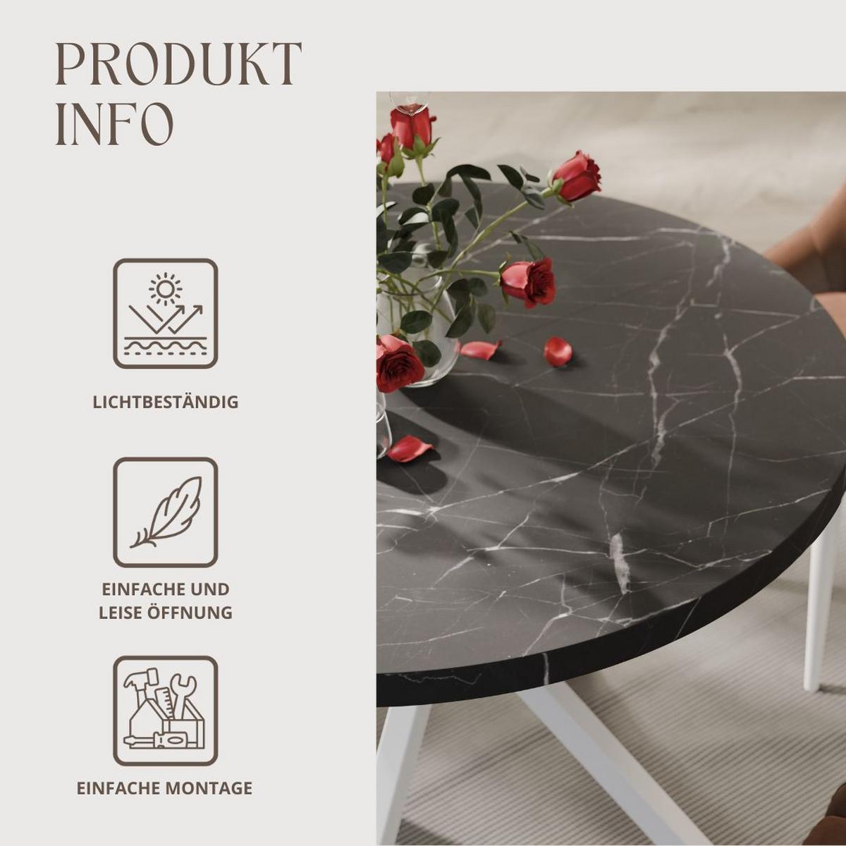 AUSZIEHTISCH MILTON 120-196/76 cm mit Metallgestell, Weiß / Grigia Pietra - Weiß/Grau, Holzwerkstoff/Metall (120/120/76cm) - Idohome