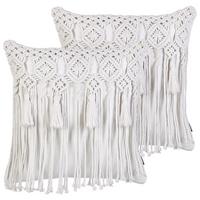 DEKOKISSEN 2er-Set Weiß 45/45 cm Bamian - Weiß, Textil (45/45cm) - Beliani