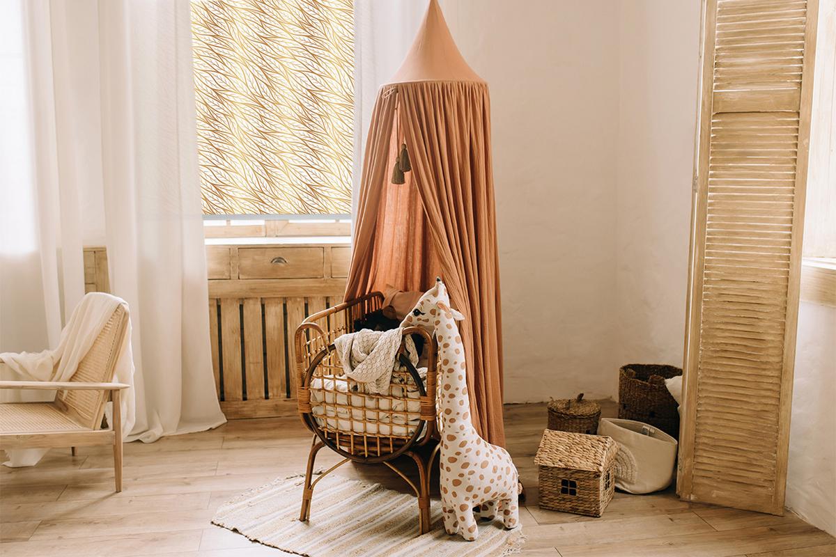 INNENROLLO - Fensterrollo - Rollo - 90x180 cm - Goldene Blätter - Goldfarben, Kunststoff (90/180/0.5cm) - TULUP