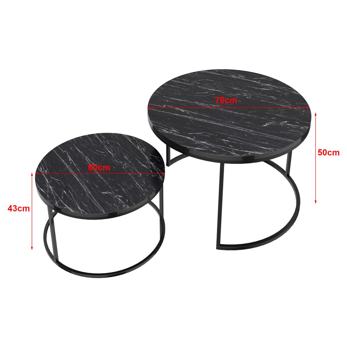 COUCHTISCH SET Skagen 2-teilig 70/70/50 - Schwarz, Holzwerkstoff (70/70/50cm) - [en.casa]