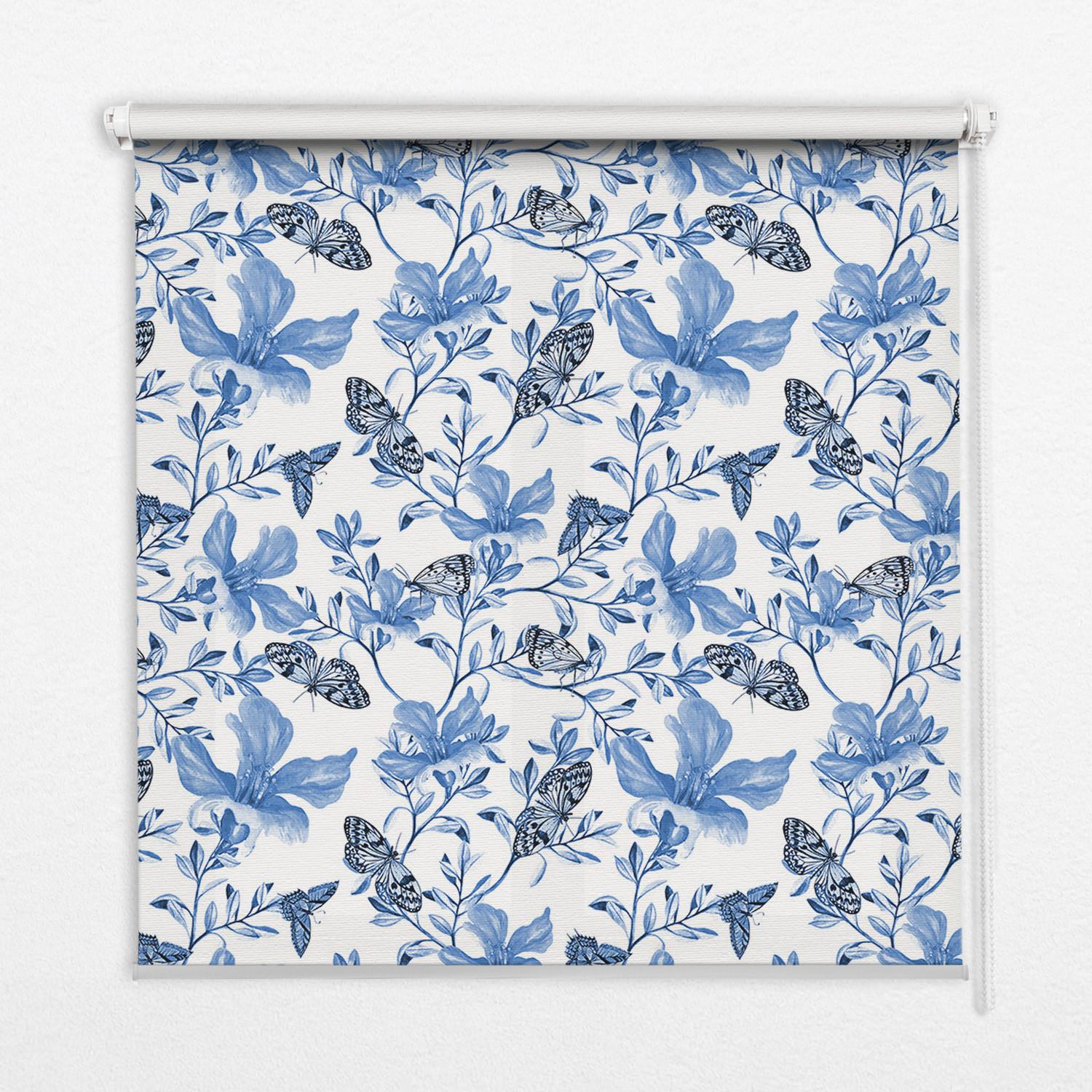 INNENROLLO - Fensterrollo - Rollo - 100x100 cm - Blaue Schmetterlinge - Blau, Kunststoff (100/100/0.5cm) - TULUP