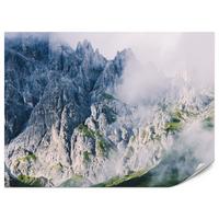 FOTOTAPETE für Wohnzimmer Felsige Berge Nebel Moos 400x280 - Blau/Weiß, Papier (400/280cm) - Muralo