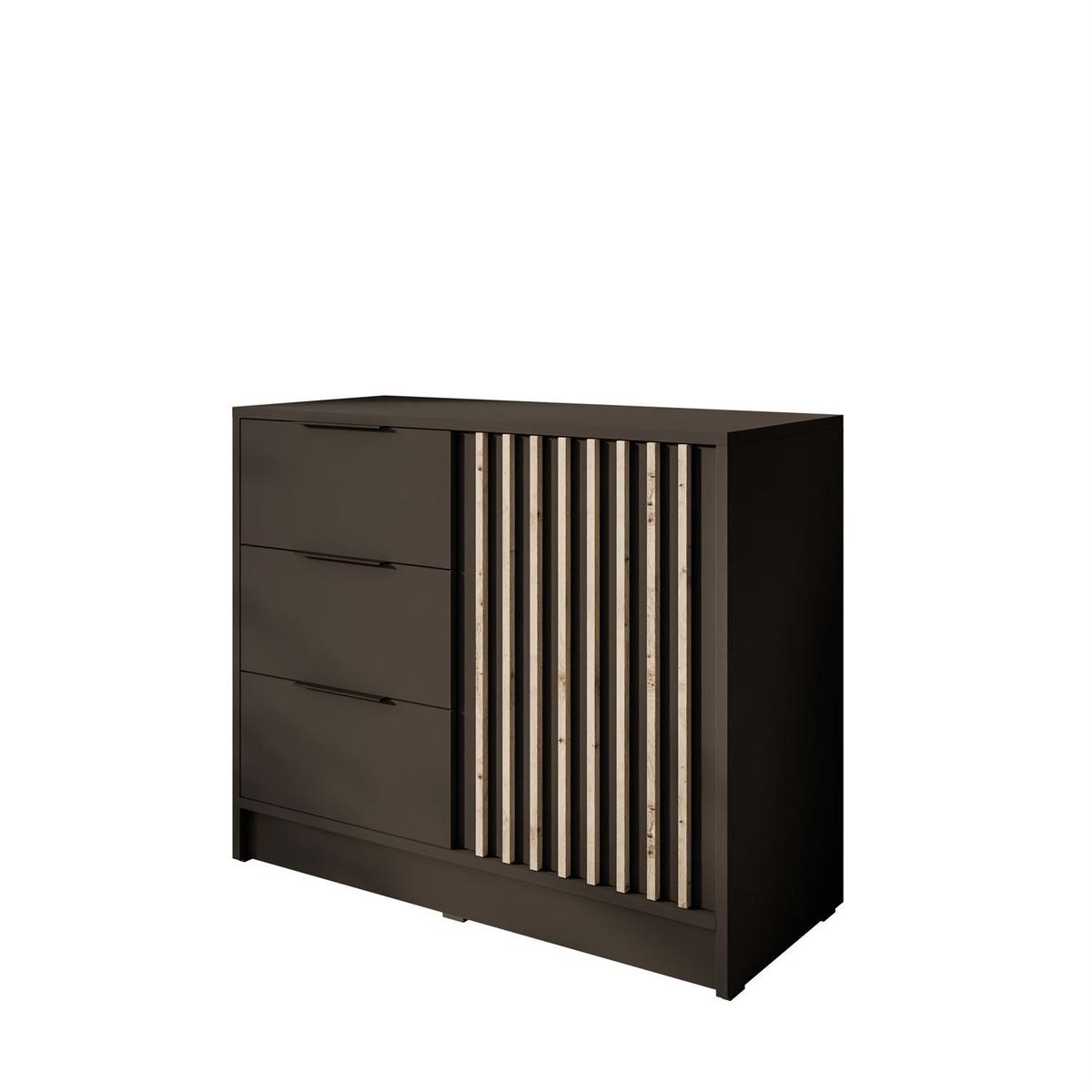 KOMMODE NELA mit Lamellen, Graphit/Artisan - Graphitfarben, Holzwerkstoff (105/86/45cm) - Lookway