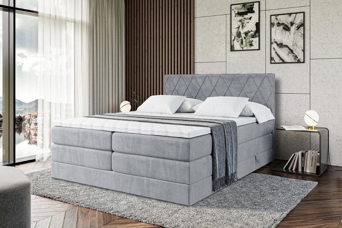 BOXSPRINGBETT LEPARO KING - 140 x 200 - H3/H4 - Grau - Grau, Holzwerkstoff (140/200cm) - ALTDECOR