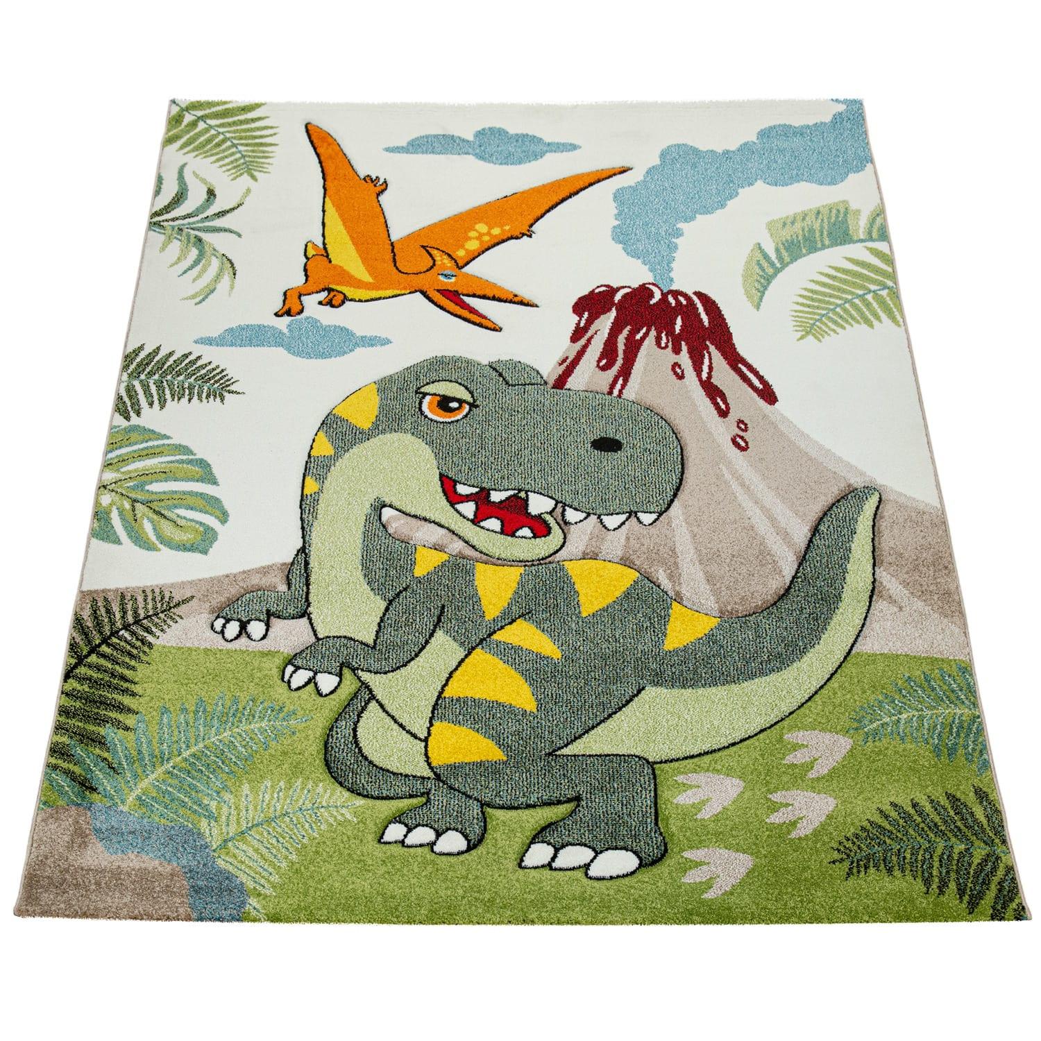 KINDERTEPPICH, mit Dino-Motiv, Grün, 120 x 170 cm - Grün, Textil (170/120cm) - KADIMA DESIGN