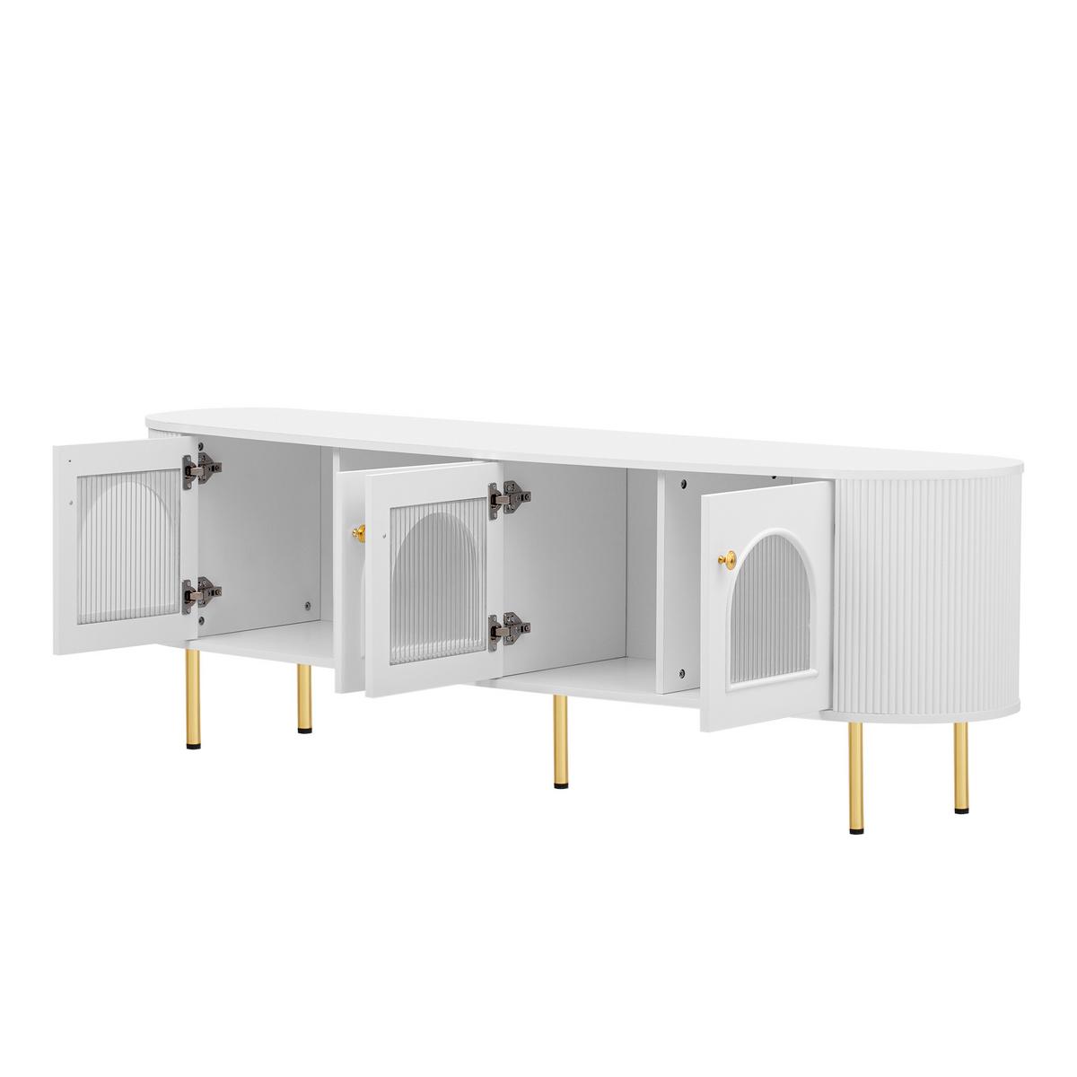 TV-ELEMENT Weiß 170/35/55 cm - Weiß, Glas/Holz (170/55/35cm) - Urban Meuble