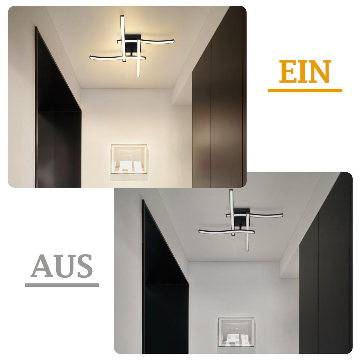 LED DECKENLEUCHTE Solon 50.5/50.5/9.5 cm - Schwarz, Kunststoff (50.5/50.5/9.5cm) - ZMH