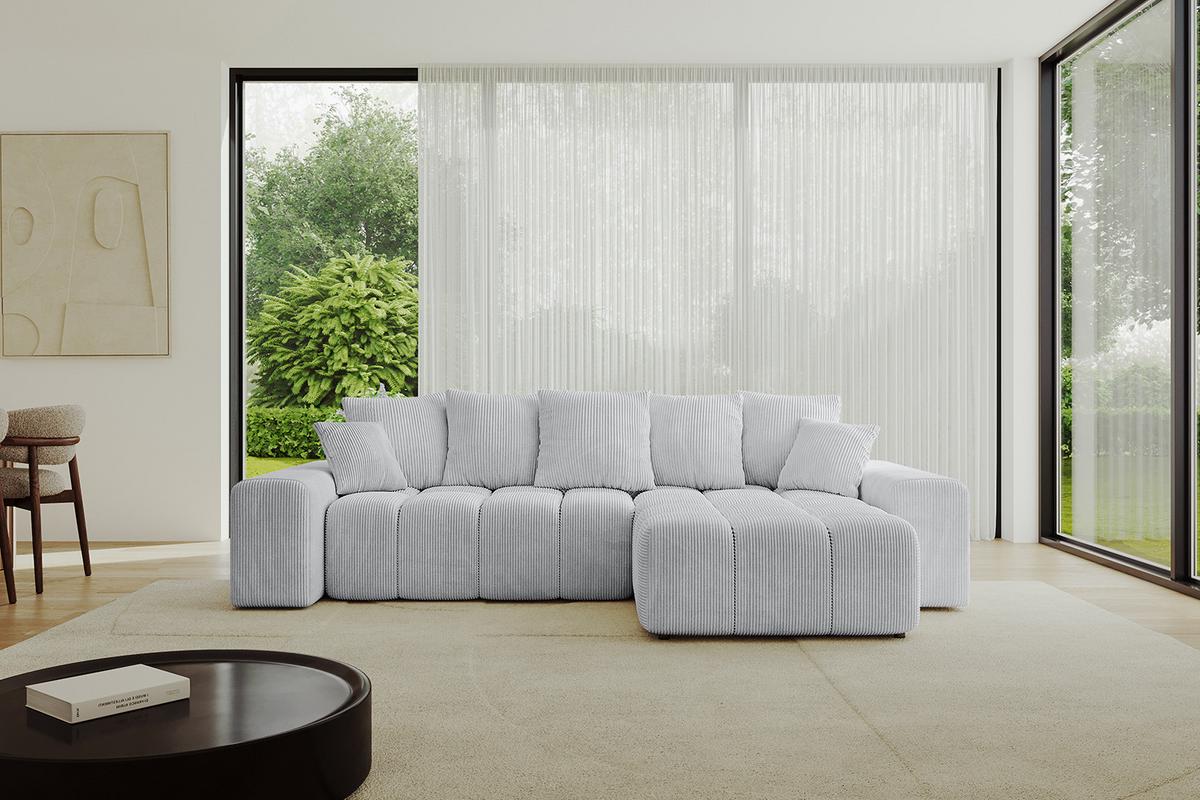 ECKSOFA Ottomane rechts ENIL-L 297x189x68 Grau Cord - Grau, Holzwerkstoff/Kunststoff (189/297cm) - ALTDECOR