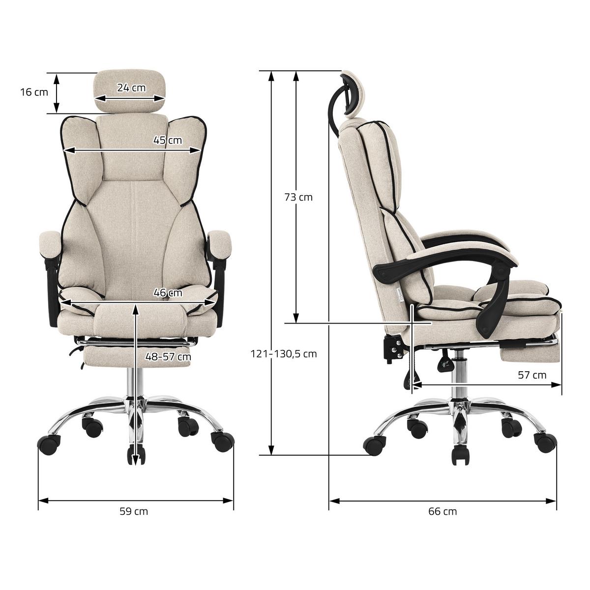 BÜROSTUHL Beige - Beige/Silberfarben, Kunststoff/Metall (66/130.5/59cm) - ML-DESIGN