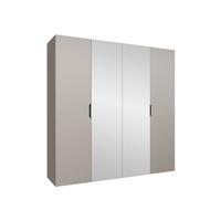 DREHTÜRENSCHRANK Malaga 200 mit Frontspiegel - Kaschmir, Holzwerkstoff (200/202/52cm) - MIRJAN24