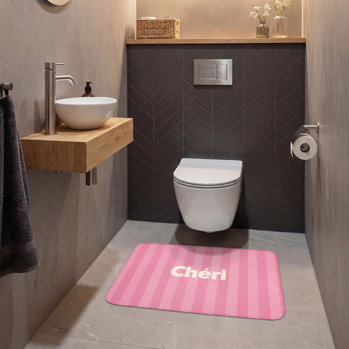 WC-VORLEGER Gestreift - Rosa - Chéri Toilettenteppich 80x50 cm - Pink, Textil (80/1cm) - OnlyWow