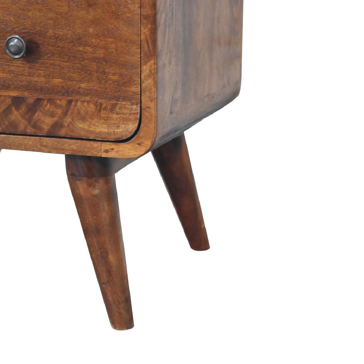 KOMMODE Massivholz Gebogenes Kastanienbraun, 2 Schubladen, Dunkelbraun - Dunkelbraun/Messingfarben, Mangoholz/Holz (80/58/35cm) - Artisan Furniture