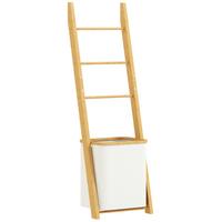 BADEZIMMER-REGAL Bambus Polyester Cremeweiß - Creme, Holz (35/133/43cm) - HOMCOM