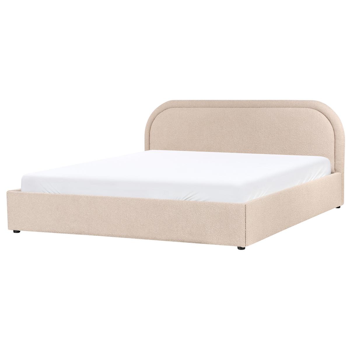 BETT mit Stauraum 180/200 cm Bouclé Beige Quillien - Beige, Textil (180/200cm) - Beliani
