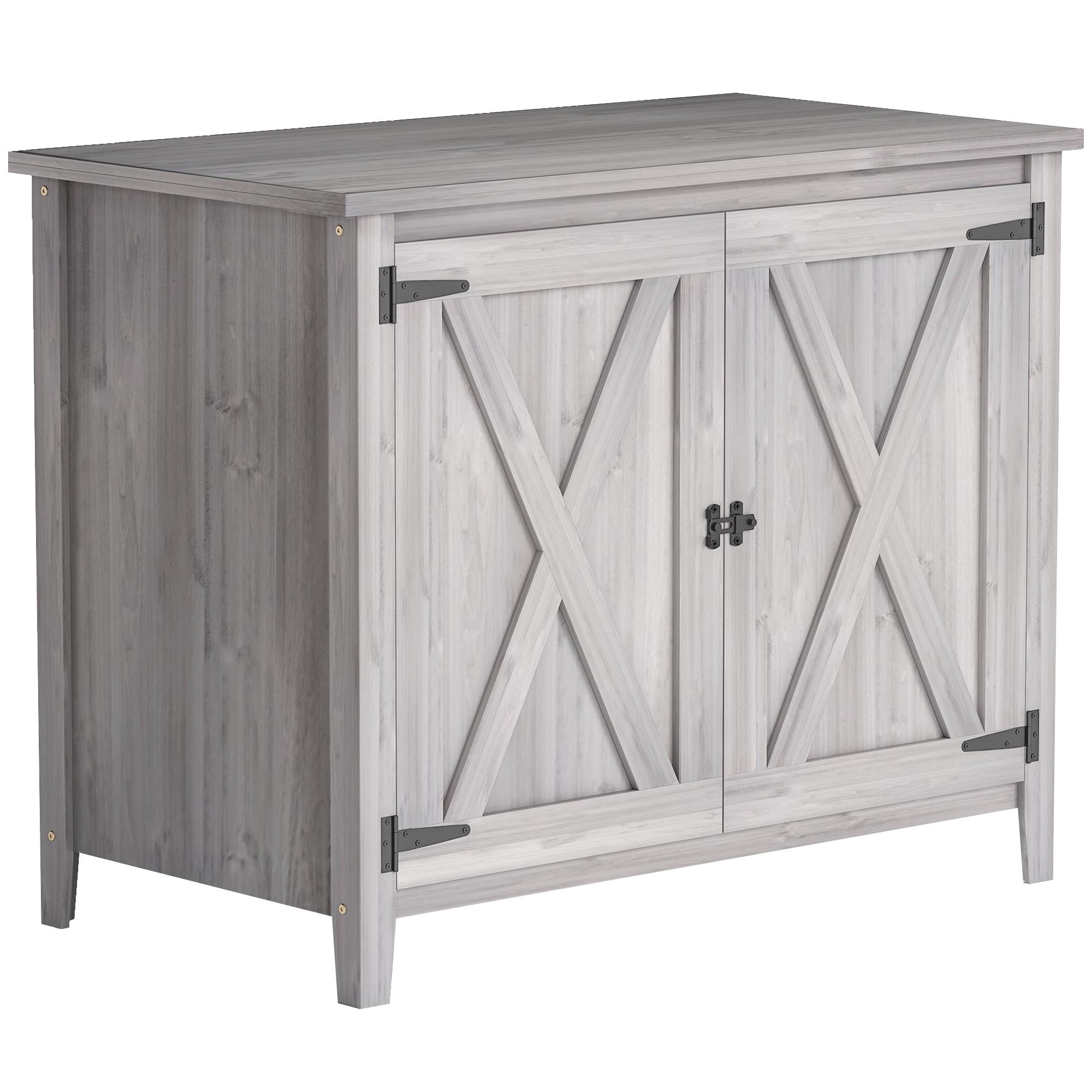 GARTENSCHRANK Tannenholz Hellgrau - Hellgrau, Holz (60/88.5/110cm) - Outsunny