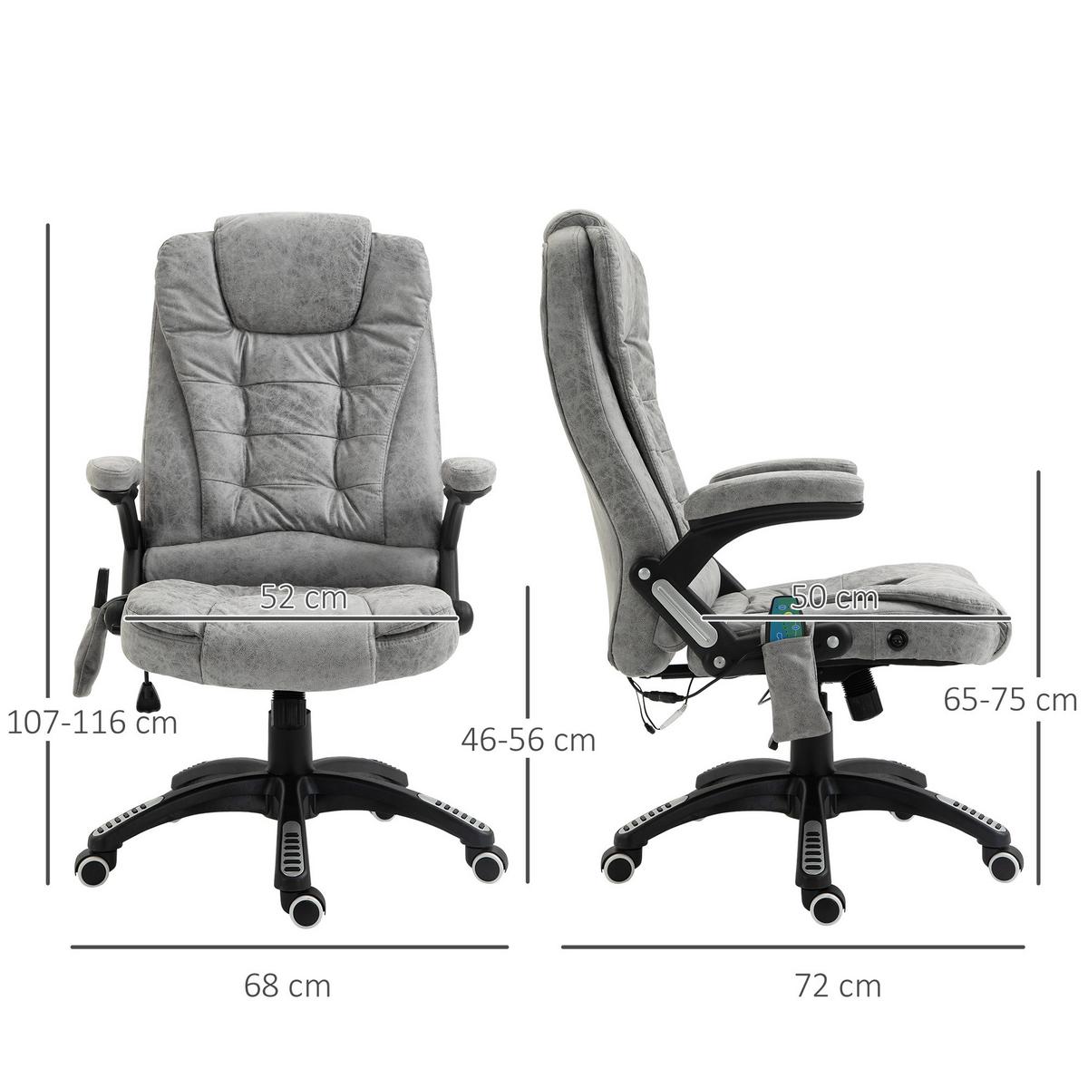 MASSAGE-BÜROSTUHL mit Wippfunktion, Schreibtischstuhl mit Heizfunktion, Grau - Schwarz/Grau, Kunststoff/Textil (74/116/67cm) - Vinsetto