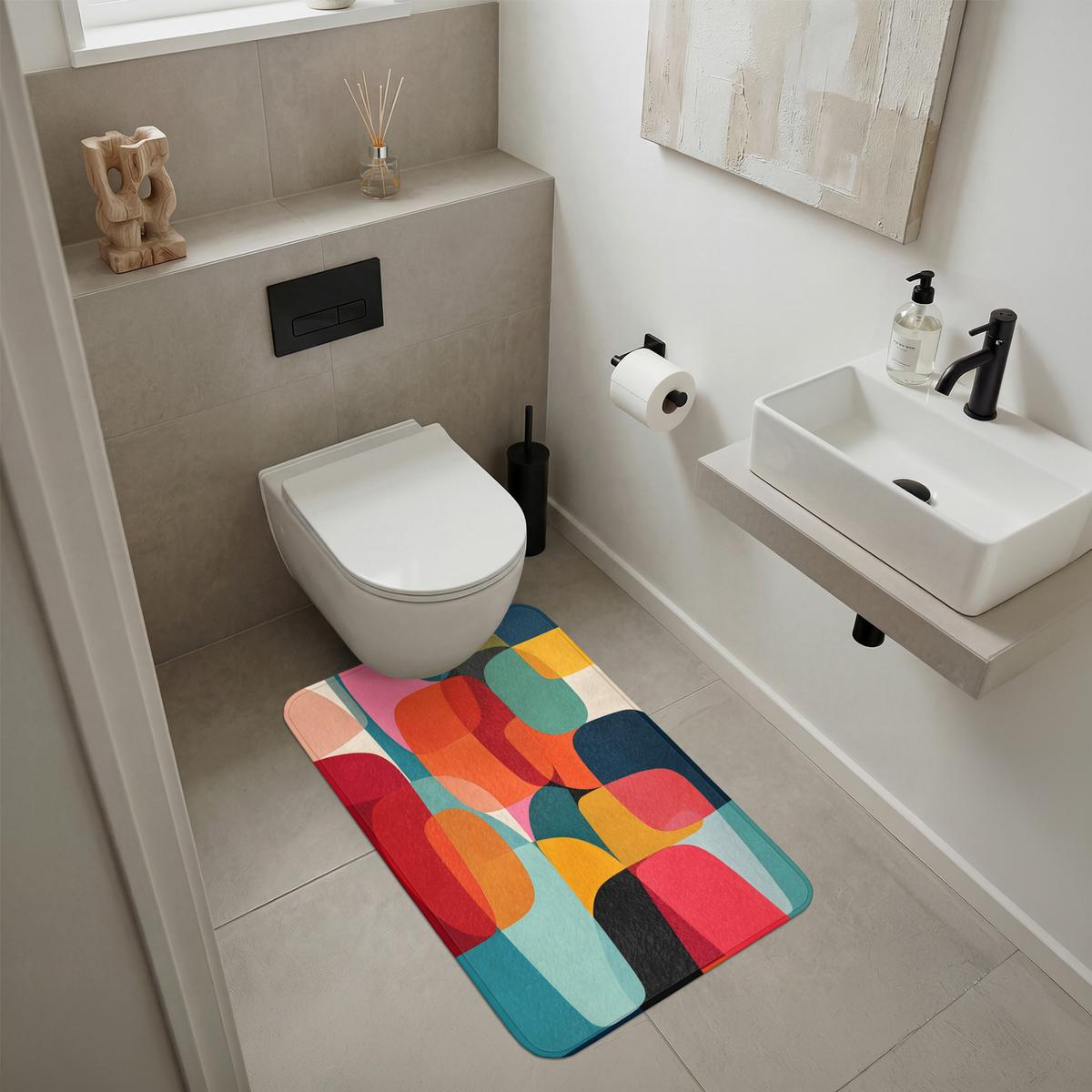 BADEMATTE Formen - Bunt - Abstrakt - Flugzeuge 60x90 cm - Multicolor, Textil (60/90cm) - OnlyWow