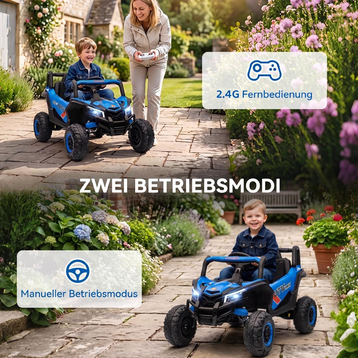 KINDER-ELEKTROAUTO Kunststoff Metall Blau - Blau, Kunststoff (96/61/56cm) - AIYAPLAY
