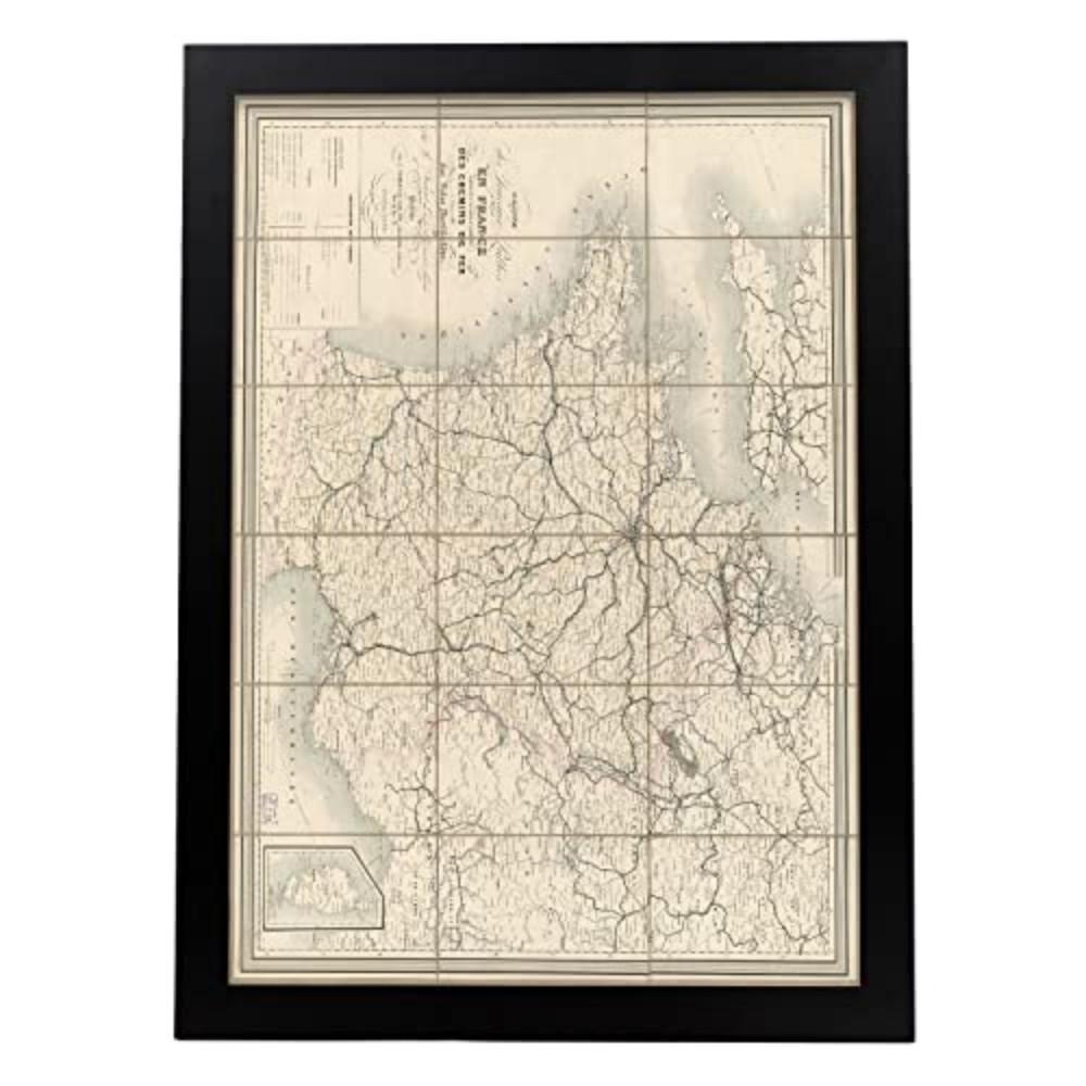 POSTER Vintage Karten – Frankreich A3 Schwarzer Rahmen - Schwarz, Papier (29.7/5/42cm) - Nacnic
