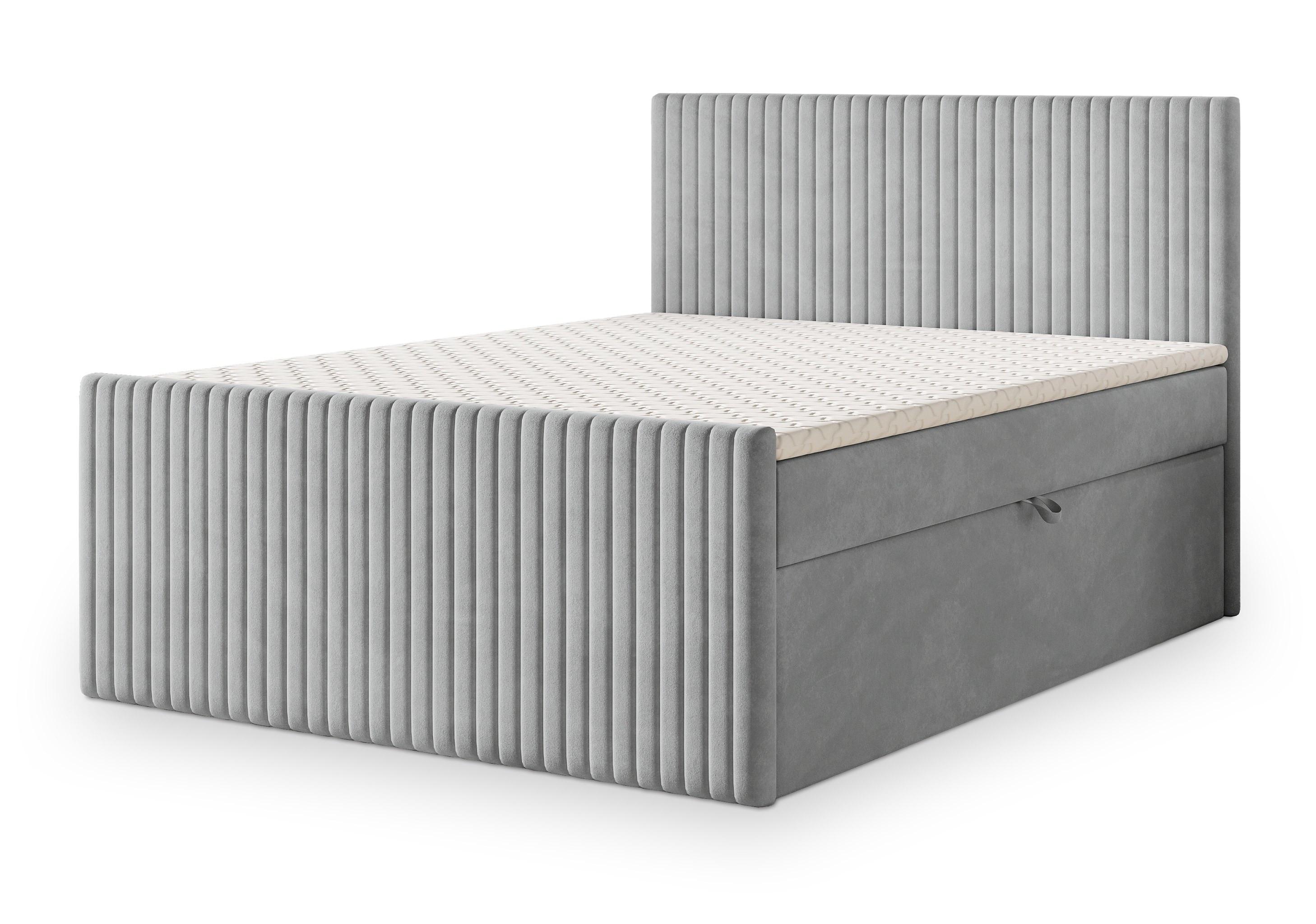 BOXBETT TERVAN 140x200 cm mit Matratze und Topper - Hellgrau - Hellgrau, Holz (140/200cm) - MASSENO