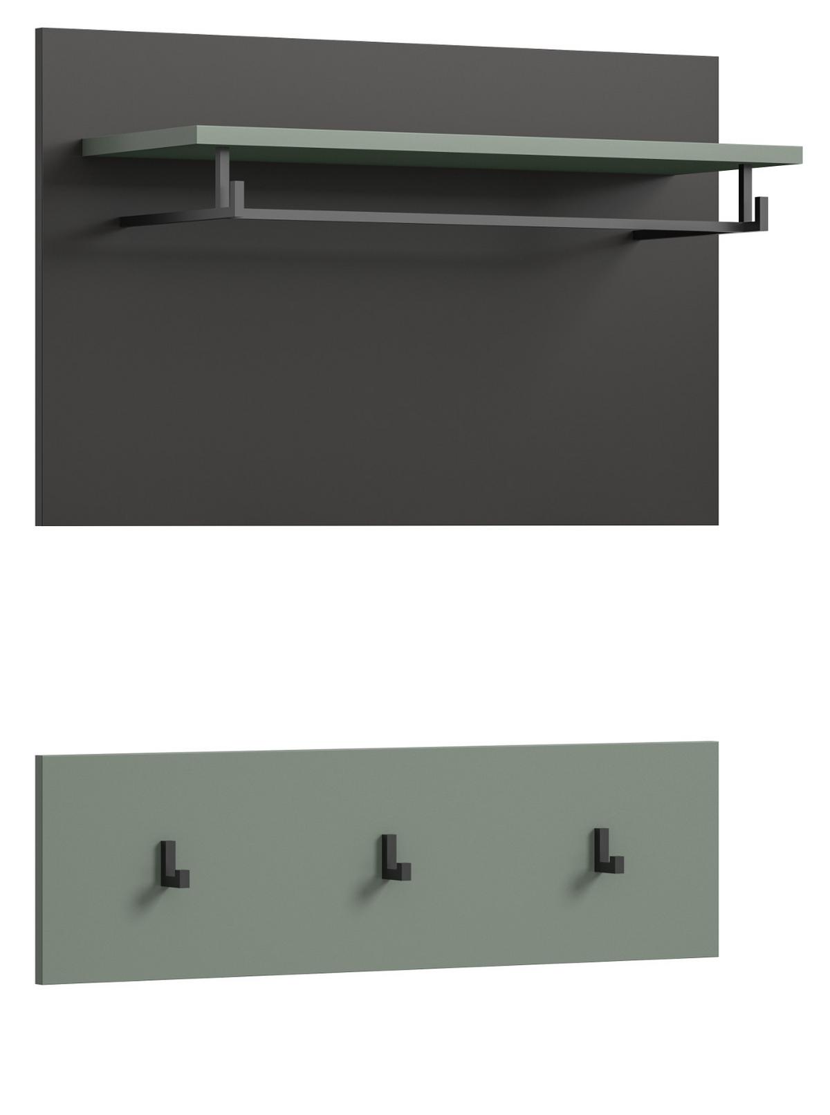 GARDEROBENPANEEL Salbei grün und grau, Set 2-teilig, 80 cm, Cooper - Salbeigrün, Holzwerkstoff (80/73/27cm) - Inn.Furn