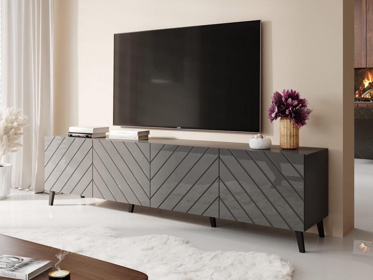 TV-LOWBOARD Abeto 200 - Graphitfarben/Schwarz, Holzwerkstoff/Kunststoff (200/52/42cm) - MIRJAN24