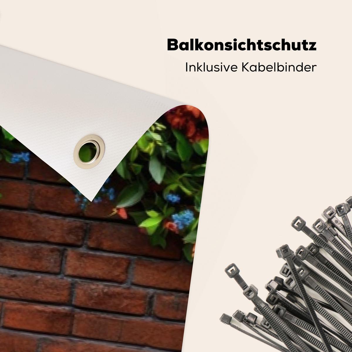 BALKON-SICHTSCHUTZ Blumen - Wand - Grün - Orange Deko XXL 500x120 cm - Rotbraun, Kunststoff (500/120cm) - MuchoWow