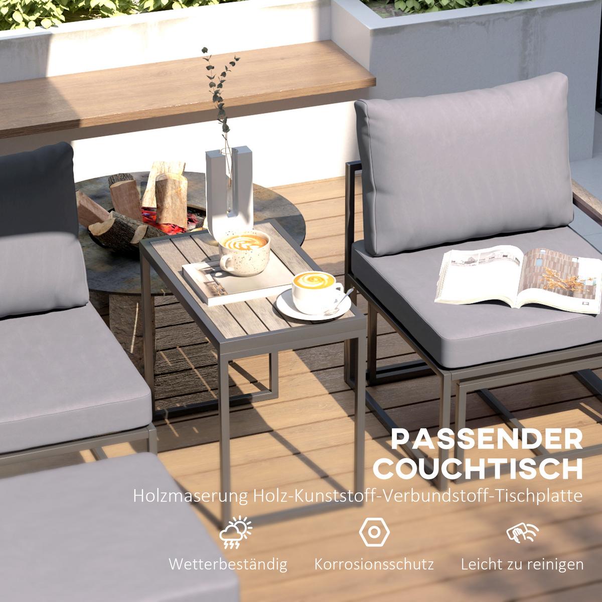 GARTENMÖBEL-SET 2 Personen - Grau, Metall - Outsunny
