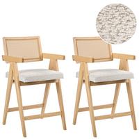BARSTUHL 2er-Set Holz Hellbraun/Beige Ava - Hellbraun, Holz (55/102/65cm) - Beliani