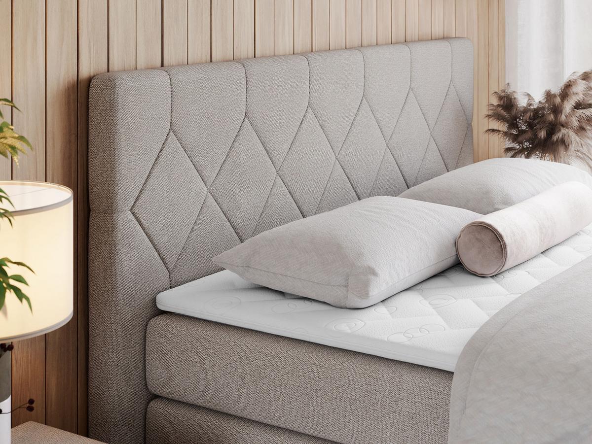 BOXSPRINGBETT KING EIGAR 140/200 Beige Struktur - H3 - Beige, Holz/Textil (140/200cm) - MKS