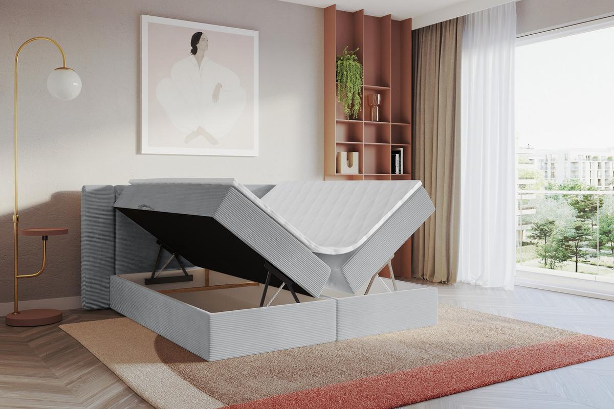 BOXBETT mit Matratze H3 - EVON - 180x200 cm Grau - Graubraun, Holzwerkstoff (180/200cm) - ALTDECOR