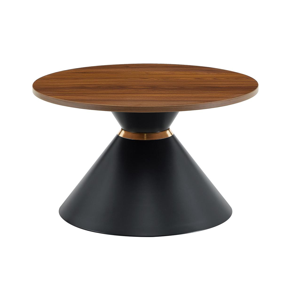 COUCHTISCH-SET Walnussoptik & Metall Schwarz Konusform - Walnussfarben, Metall (70/70/42.5cm) - Urban Meuble