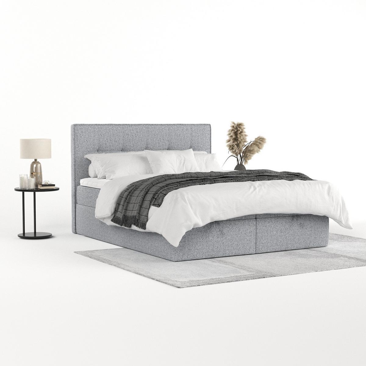 BOXBETT Tivra 180/200 cm Grau im Riva Stoff - Schwarz/Grau, Holz/Holzwerkstoff (180/200cm) - AltaBeds