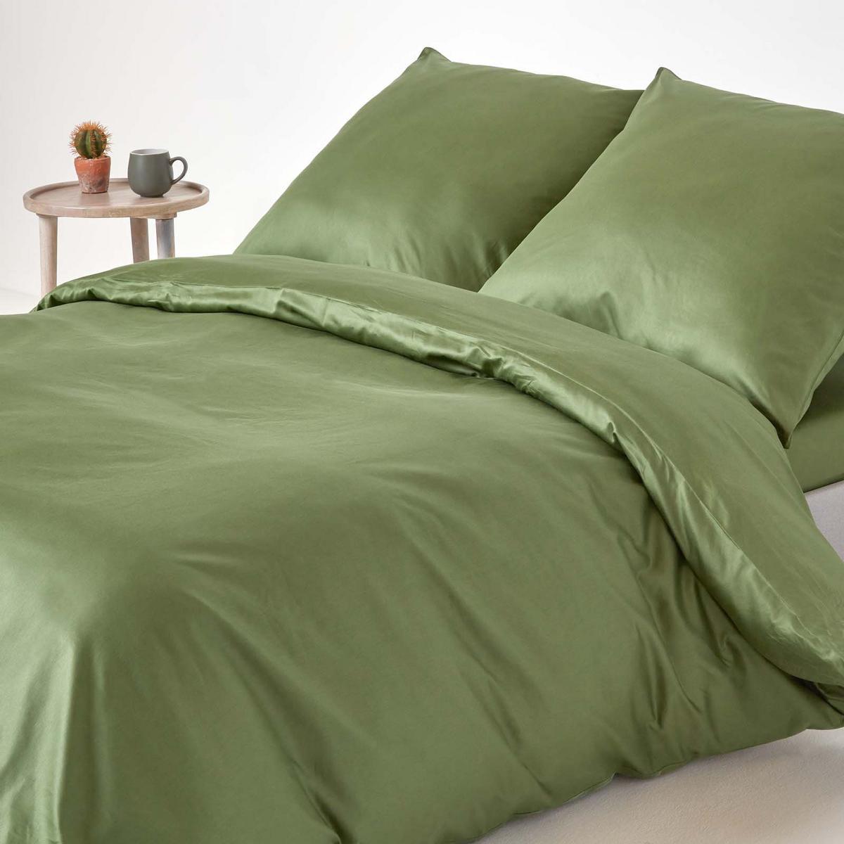 BIO-BETTWÄSCHE Satin Fadendichte 400 - Grün, Textil (155/220cm) - Homescapes