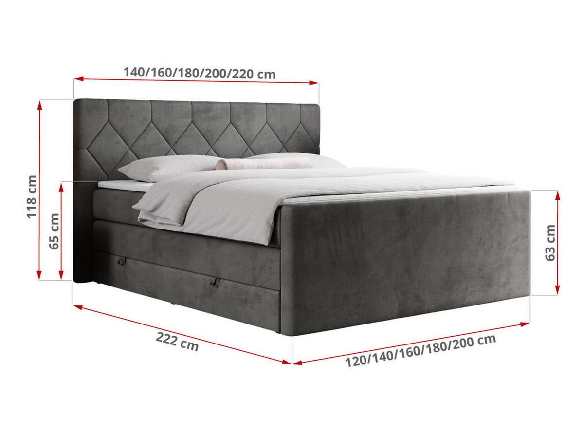 BOXSPRINGBETT KING EIGAR 120/200 Dunkelgrau Velvet - H3 - Dunkelgrau, Holz/Textil (120/200cm) - MKS
