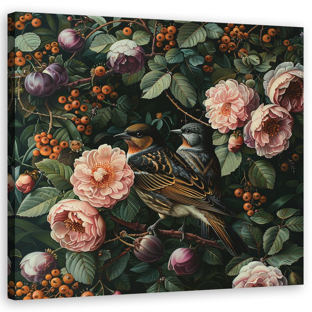 WANDBILD vögel blätter natur - Multicolor, Textil (40/40cm) - Feeby