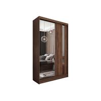 SCHWEBETÜRENSCHRANK GRAZIA 120/216/61 cm Modern Kleiderschrank 2-türig mit Spiegel Nussbaumfarben - Nussbaumfarben, Holzwerkstoff (120/216/61cm) - MASSENO