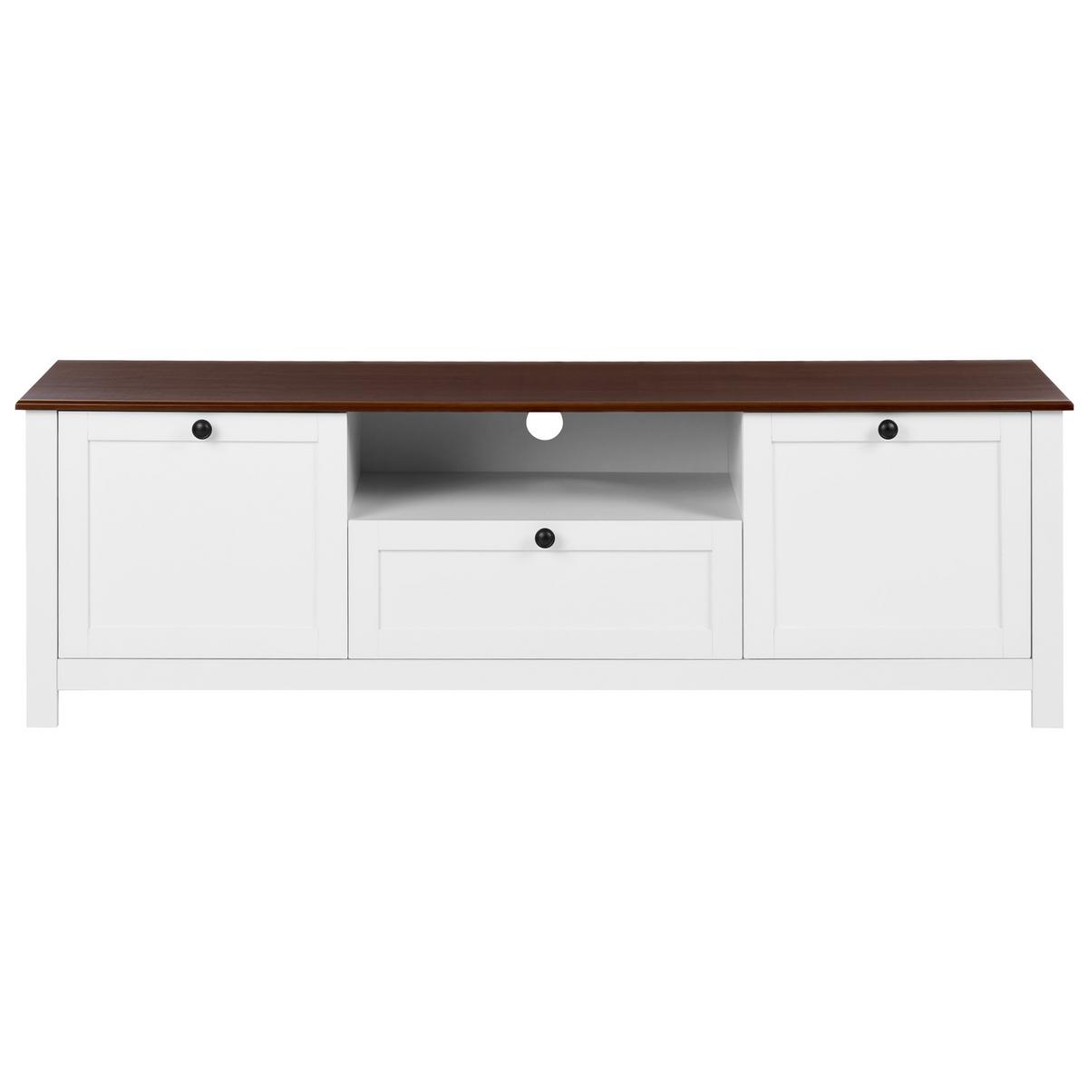 TV-MÖBEL Weiß Pimba - Weiß/Braun, Holzwerkstoff (160/50/40cm) - Beliani