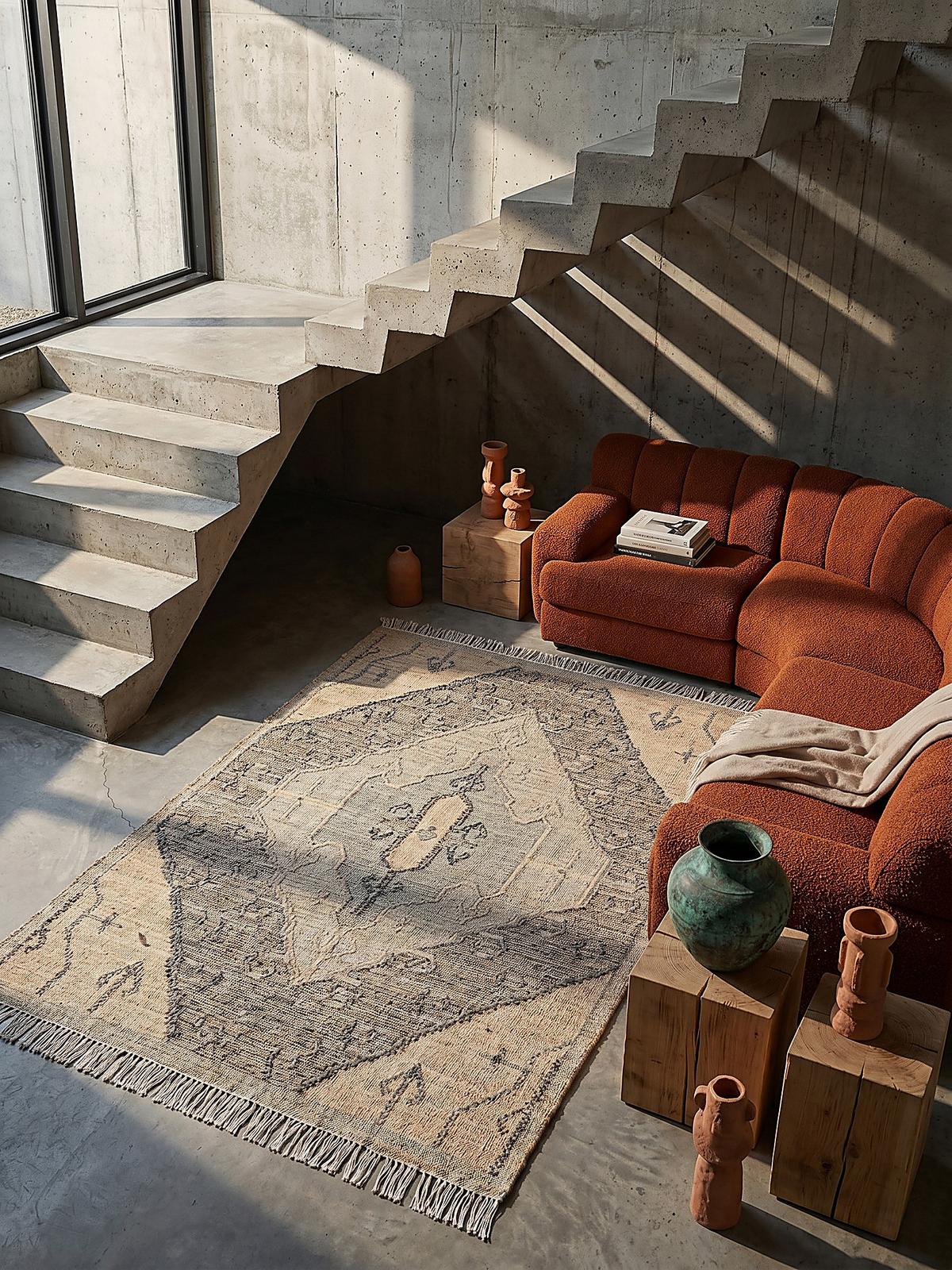NATURTEPPICH handgewebt BERMEO, im Vintage-Stil, Natur, 140 x 200 cm - Beige, Textil (200/140cm) - KADIMA DESIGN
