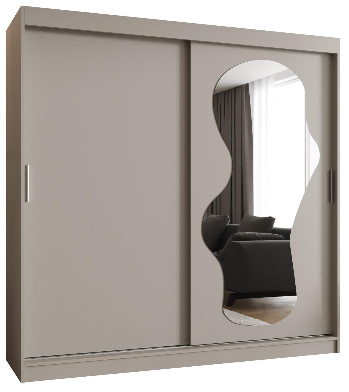 SCHIEBETÜRENSCHRANK mit Spiegel ULTRA 200/200/62 2-türig - Kaschmir/Silberfarben, Holz (200/200/62cm) - MÖBEL KRYSPOL