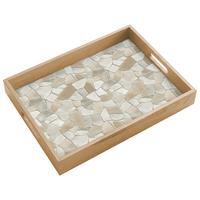 TABLETT Mosaik - Steine - Beige 40x30 cm - Beige, Holz (40/5/5cm) - OnlyWow