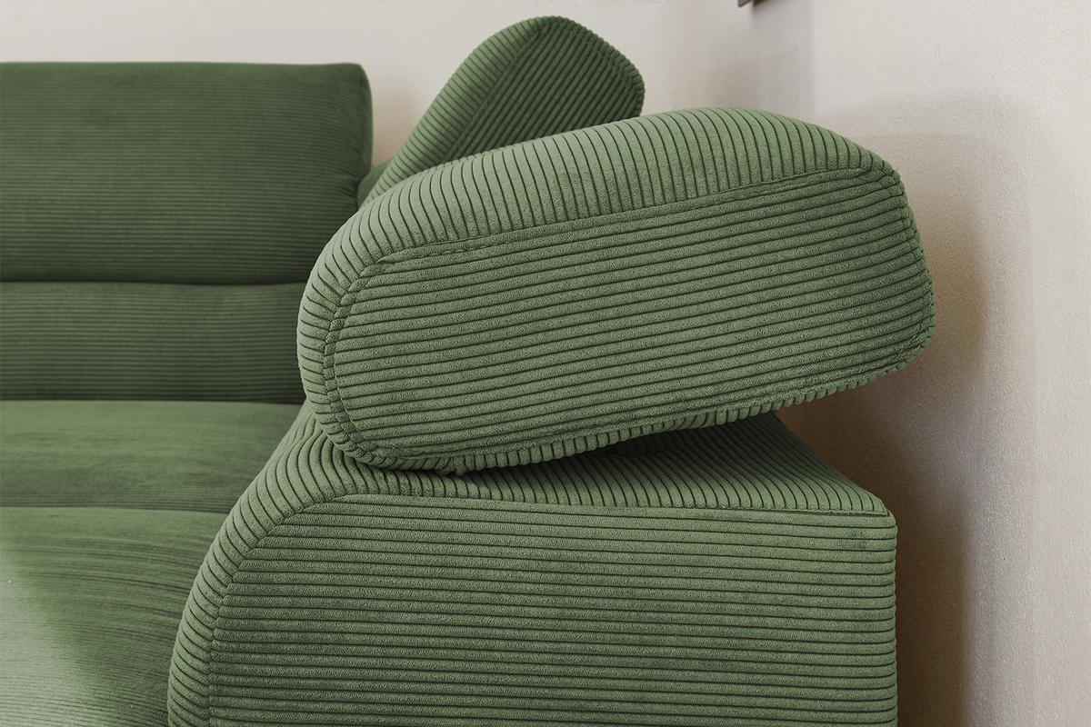 ECKSOFA DELIA Grün Cord - Schwarz/Olivgrün, Textil/Metall (276/219cm) - KAWOLA