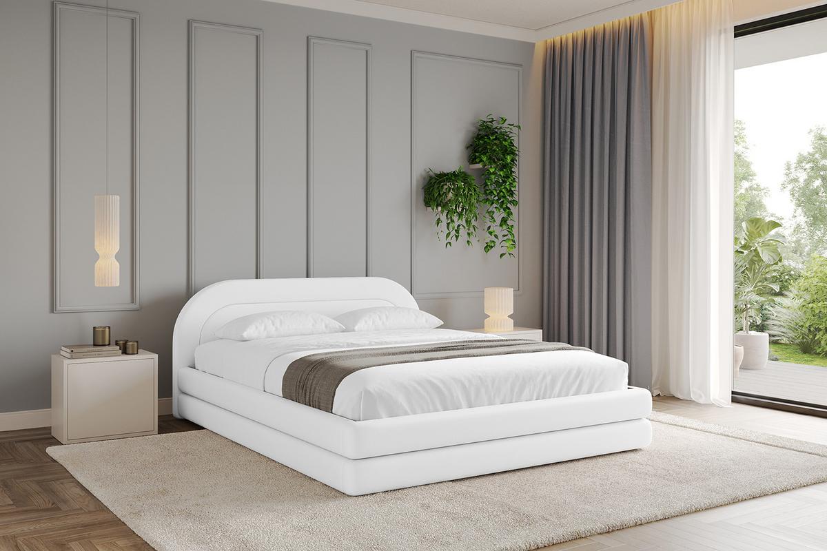 POLSTERBETT mit Bettkasten und Lattenrost, Bett mit Matratze H3/H4 - LERIS-v1 180x200 Weiß Kunstleder - Weiß Hochglanz, Holzwerkstoff/Textil (180/200cm) - ALTDECOR