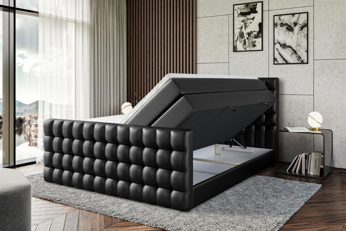 BOXSPRINGBETT VIONE-Z KING - 180 x 200 - H3/H4 - Schwarz Hochglanz - Schwarz Hochglanz, Holzwerkstoff (180/200cm) - ALTDECOR