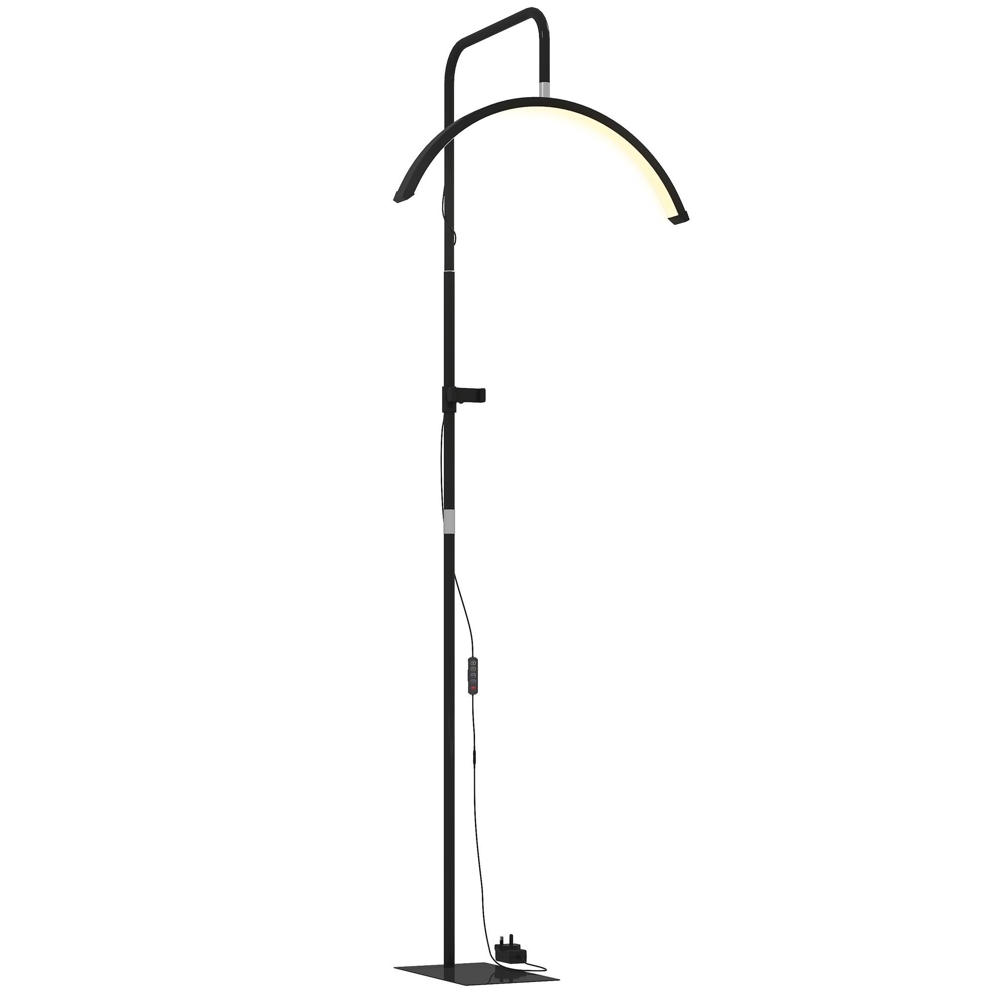 LED-HALBMOND-WIMPERN-LAMPE Stahl Kunststoff Schwarz - Schwarz, Metall (77.5/20.5/186cm) - HOMCOM