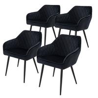 ESSZIMMERSTUHL 4er Set Schwarz Samt - Schwarz, Textil/Metall (63/80/60cm) - ML-DESIGN