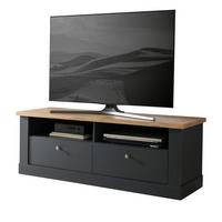 TV-LOWBOARD grau, Eiche Wotan, Landhaus 135 cm, TV Unterteil mit Soft-Close - Silberfarben/Eiche Wotan, Holzwerkstoff/Kunststoff (135/51/45cm) - Furn.Design