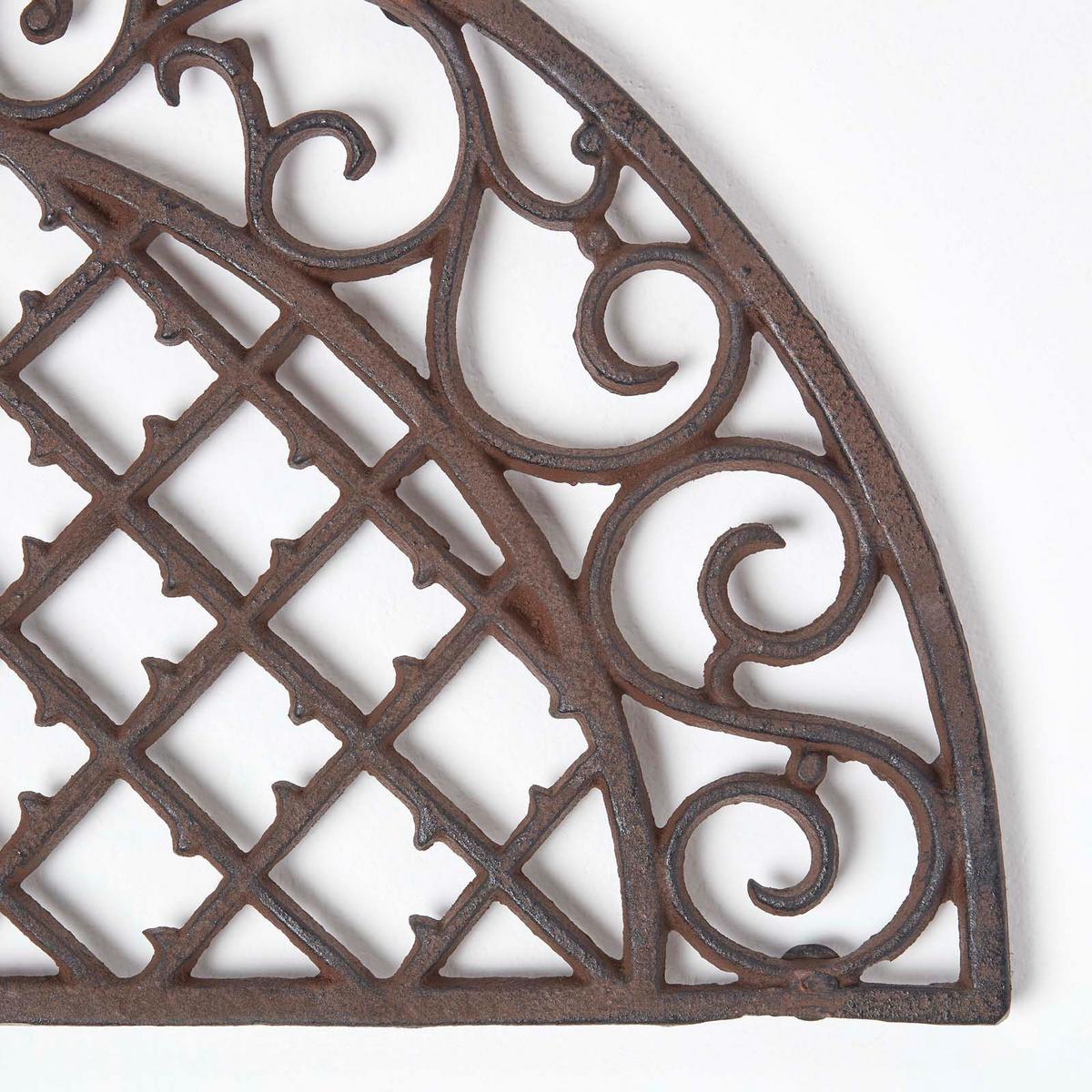 FUSSABTRETER Ornament halbrund, Gusseisen 34/66 cm - Braun, Metall (34/66cm) - Homescapes